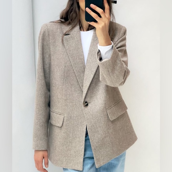 Zara Jackets & Blazers - Zara Herringbone Wool Blazer